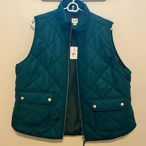 J Crew Green Puffer Vest